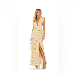 Majorelle Yellow Lemon Maxi Wrap Dress